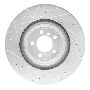 BMW ALPINA B7 Brake Rotor (1) - Rear Right - R1 Concepts - Drilled & Slotted - Silver - `09-`19
